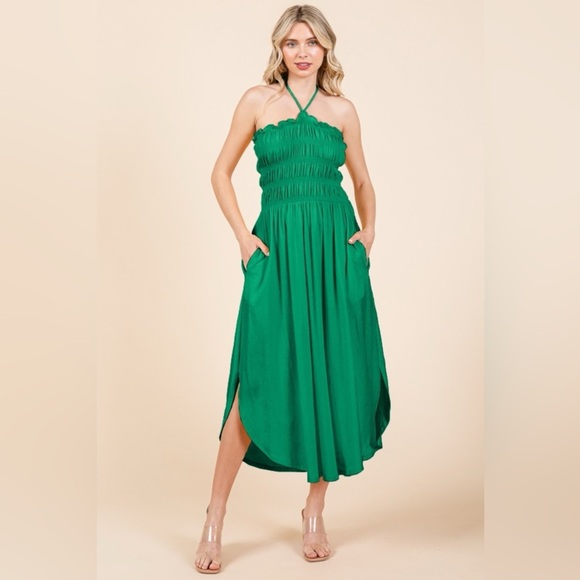 Culture Code Tie Back Shirring Dress with Pockets 10010027391 - Picture 1 of 3